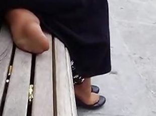 candid nylon feet