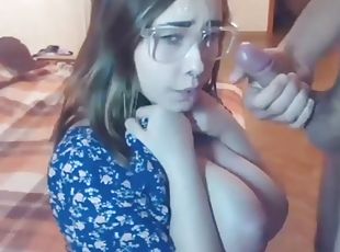 Teen with huge tits gets covered
