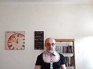 crossdresser french maid wank and cum