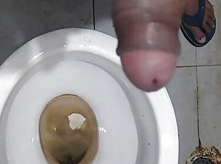 A guys masturbate penis in the bathroom