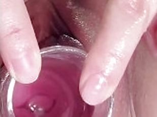 Masturbating my pussy with glass tube all the way to my cervix SO DEEP