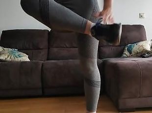 Cul, Amateur, Milf, Solo, Salle de gym, Brunette, String, Séance d'entraînement