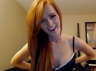 Redhead teen from usa riding dildo