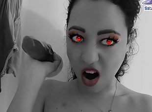 Masturbation, Giclée, Amateur, Babes, Solo, Brunette, Halloween, Vampire