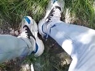 en-plein-air, public, amateur, gay, pieds, jeune-18, solo, fumer, jeans, forêt