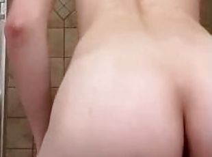 Beautiful trans goddess plays with her tiny clit dick in the shower