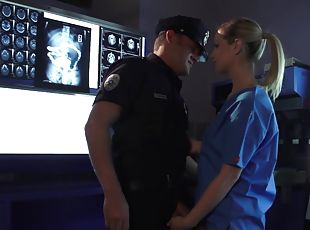 Nurse with superb lines gets laid with this cop in a loud experience