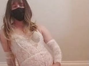 Femboy sissy shows off then shoots a big load