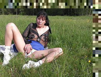 Sex In The Nature. Amateur Milf Badtaha Masturbates In The Nature. With Multiple Orgasms