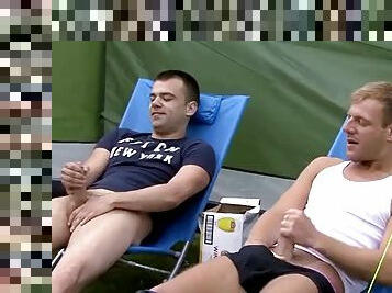 British studs take out their cocks at an outdoor picnic