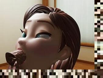 3D Anna from frozen blowjob (no sound)