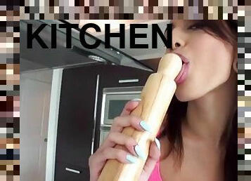 Janice griffith rubs a rolling pin on the kitchen counter