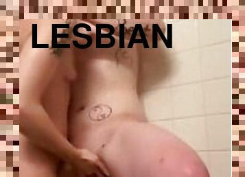 תחת, רחצה, חובבן, חתיכות, לסבית-lesbian, צעצוע, כפול, מקלחת, מציאות, חודר