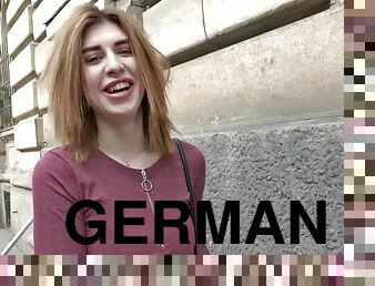 GERMAN SCOUT - CUTE GINGER TEENAGE TALK TO SHAG AT STREET CASTING FOR CASH - Cum Load