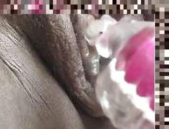 masturbación, orgasmo, coño-pussy, amateur, chorro-de-corrida, negra-ebony, juguete, corrida-interna, doble, a-solas