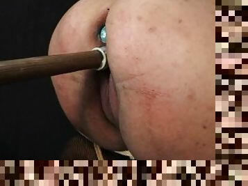 Fucked hard with a dildo while tied up