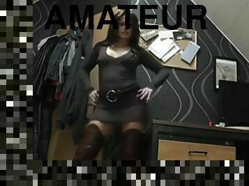 amateur, lingerie, gode, bout-a-bout, bottes