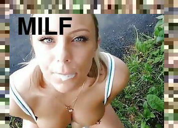 Hot sensual MILF outdoor pov sex