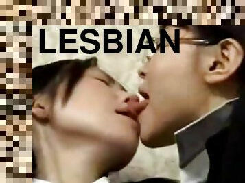 asiático, lésbicas, japonesa, beijando, selvagem-wild