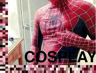 spiderman jerks off in his new suit ????