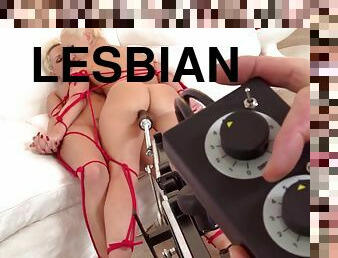 lesbiana, juguete, estrella-del-porno, sadomasoquismo, rubia, fetiche, bondage, piernas