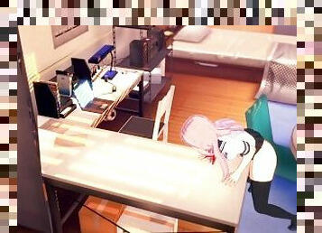 Gamer Girl Forgets to Turn off the Stream Masturbates on the table [3d hentai]