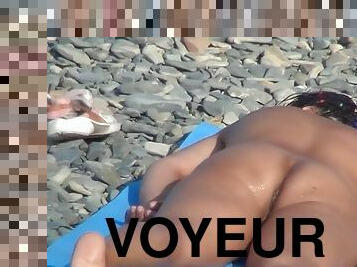 nudist, im-freien, öffentliche, muschi, erotisch-mutti, kam, strand, voyeur, natürliche, süße