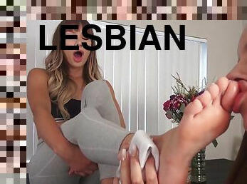 lesbienne, ados, pieds, incroyable, fétiche