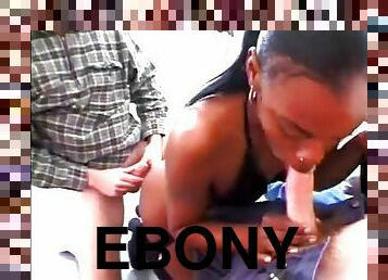 Ebony slut in hardcore interracial threesome