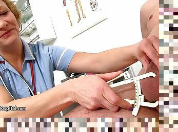 Mature nurse touches my huge balls