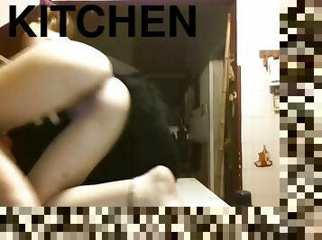 Argentinian goth masturbates on kitchen's table