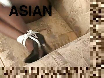 asiatique, bdsm, ligotée, bâillonnement, bondage