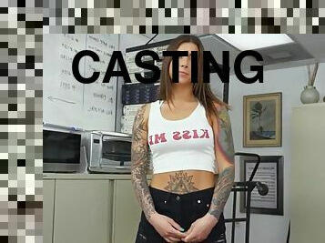 Inked casting babe doggystyled by black cock