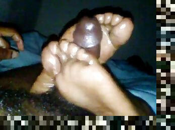 Black girl footjob