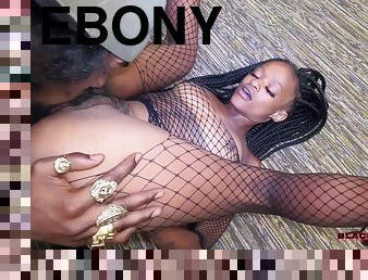 Ebony MILF in fishnets amateur porn