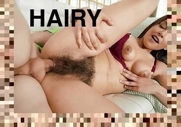 Hairy brunette gets anal she's been craving all day long