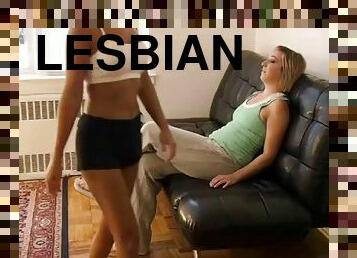 Lesbian feet worship after training