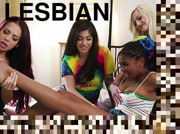 Naughty teen girls interracial lesbian sex