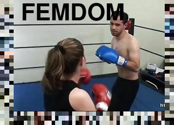 Femdom boxing beatdown wimp gets smashed