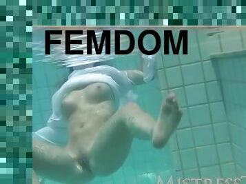 Femdom handjob Underwater Seduction Darkhaired Babe