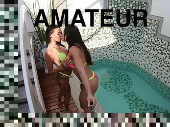 amateur, lesbienne, latina, brésil, bout-a-bout, bikini