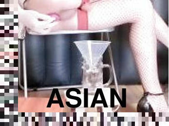 asiatique, amateur, anal, ejaculation-sur-le-corps, jouet, solo, lait