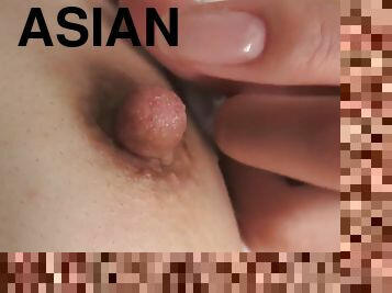 asiatisk, masturbation, bröstvårtor, fitta-pussy, brudar, tonåring, japansk, söt, vacker, asiatisk-tonåring