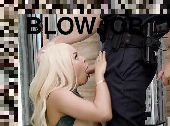 Blonde luna star sucks policemans cock in a store