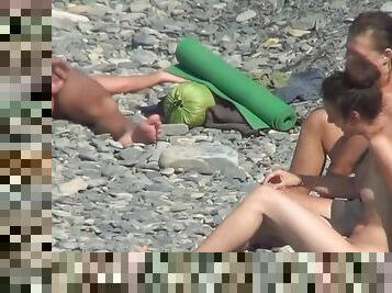 nudisti, allaperto, videocamera, spiaggia, scene-rubate, voyeur, naturali, bagnate, brunette