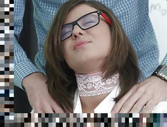 Hot nerd girl in glasses Sandy porn clip