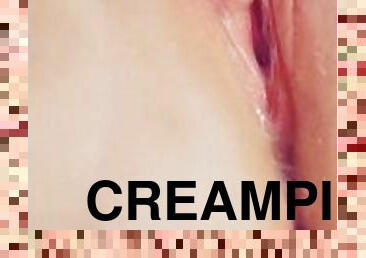 dilettant, creampie, allein, nahaufnahme