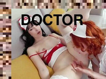 medicinska-sestra, doktor, lezbijka, najstnice, rdečelaska, poljubljanje, fantazija