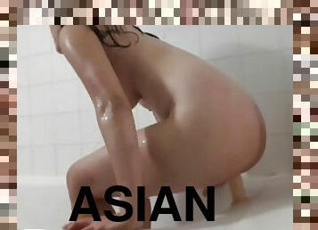 asiatique, baignade, masturbation, amateur, couple, salope, douche, solo, brunette, réalité