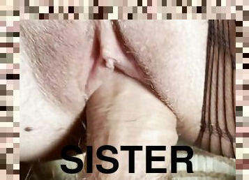 Stepsister let me cum on her creamy pussy! Close-up!